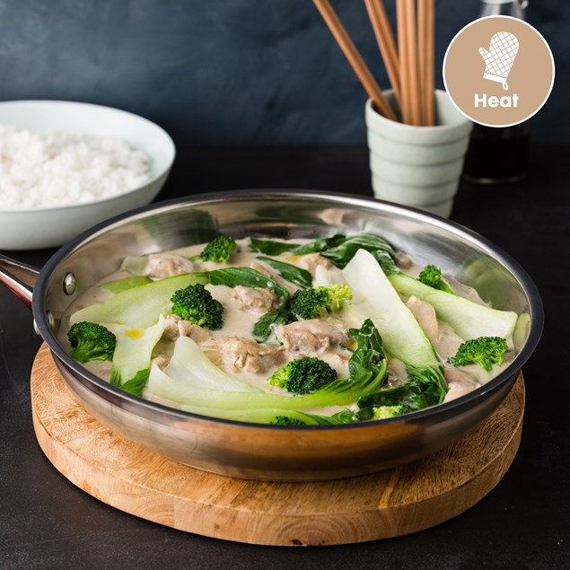 Thai Green Chicken Curry with Bamboo Shoots and Spiced Rice