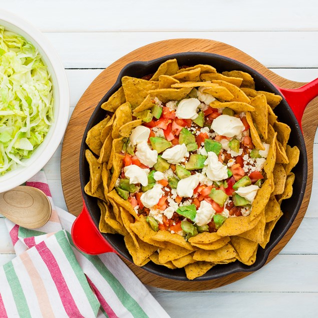 Veggie Nachos with Feta and  Sour Cream