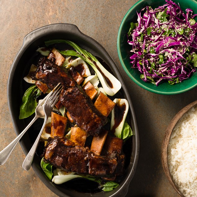 Asian Beef Short Ribs with Rice and Veggies