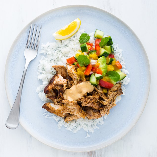 Jamaican Jerk Chicken with Mango Salsa and Rice