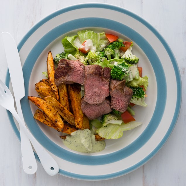 Lamb Rump Steaks with Mint Pesto Aioli