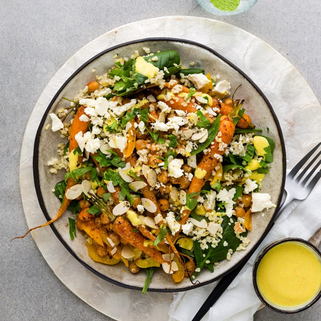 Harissa Roasted Carrots with Tabbouleh & Yoghurt Dressing