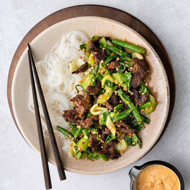 Thai Peanut Beef with Asian Greens & Vermicelli