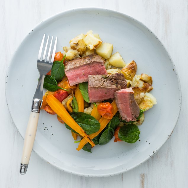 Rosemary Beef Steaks with Garlic Crushed Potatoes