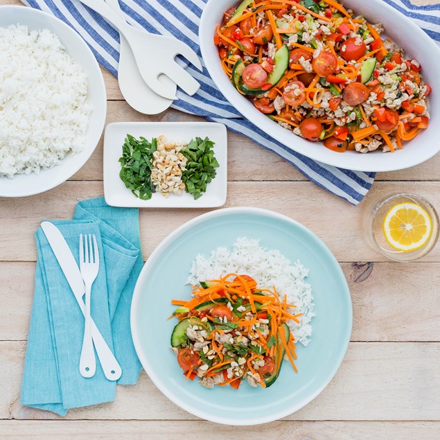 Chicken Laab Gai with Steamed Rice