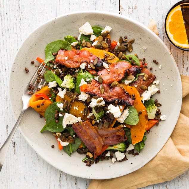 Pumpkin, Bacon & Feta Salad with Pepitas