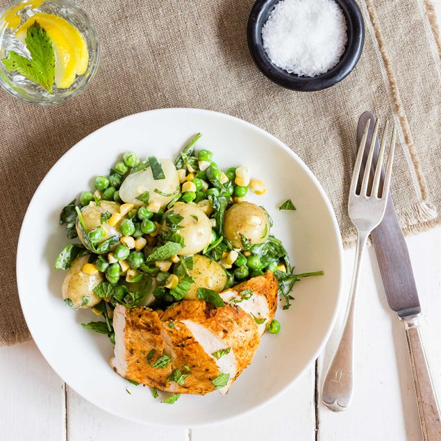 BBQ Chimi Chicken with Potato Salad and Mayo Dressing