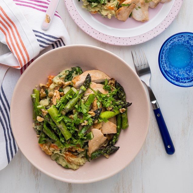 Honey Mustard Glazed Chicken with Kumara Crush & Asparagus