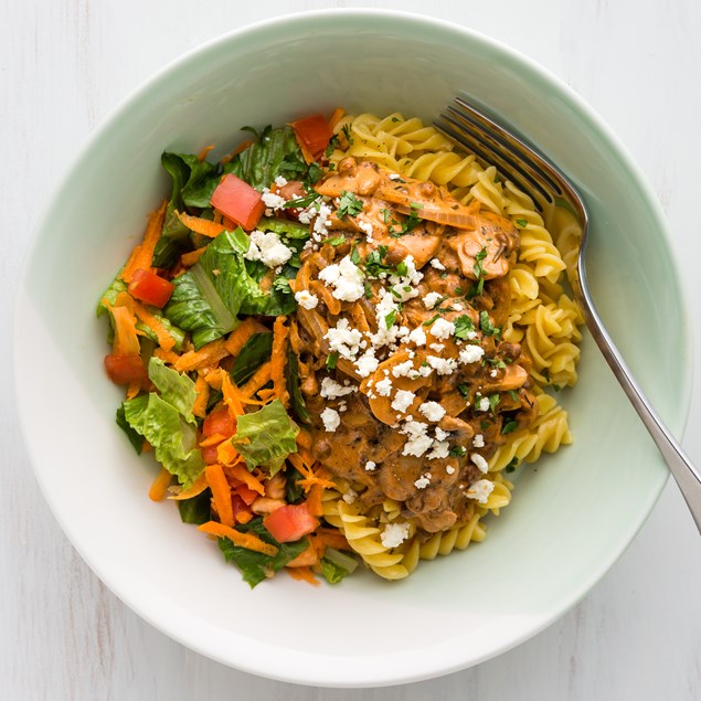 Creamy Lentil & Mushroom Stroganoff with Fusilli