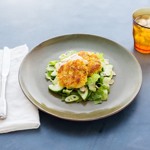 Mexican-Style Smoked Fish Cakes with Chopped Salad and Chermoula
