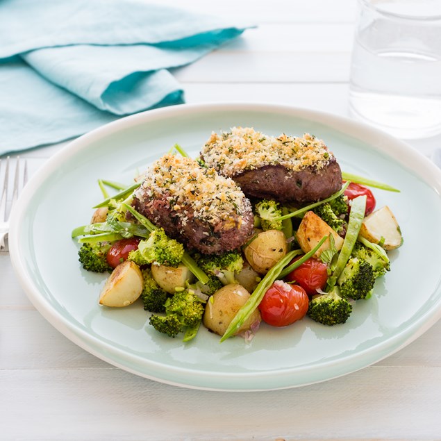 Herb Crusted Lamb with Roast Potato Salad