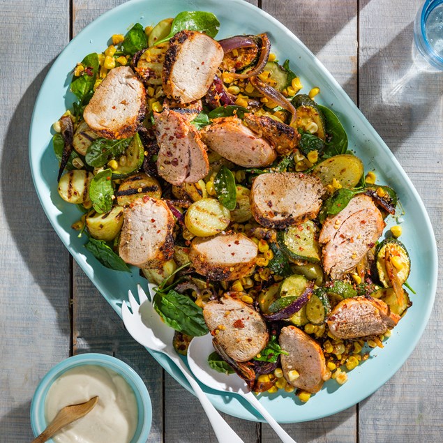 Pork Loin with Braai Salt and Corn Salad