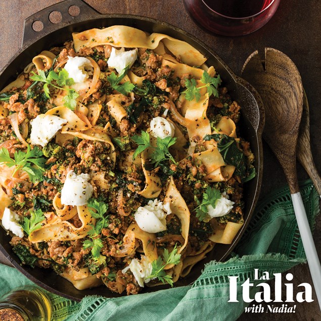 Pork & Fennel Pappardelle with Mini Mozzarella