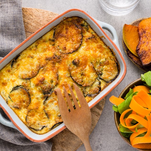 Eggplant Ricotta and Parmesan Bake with Rocket Salad