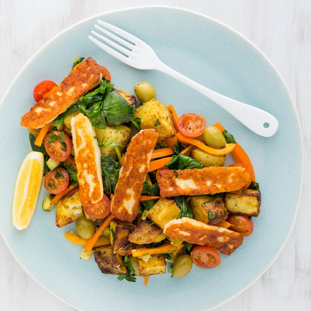 Halloumi with Greek Potato Salad