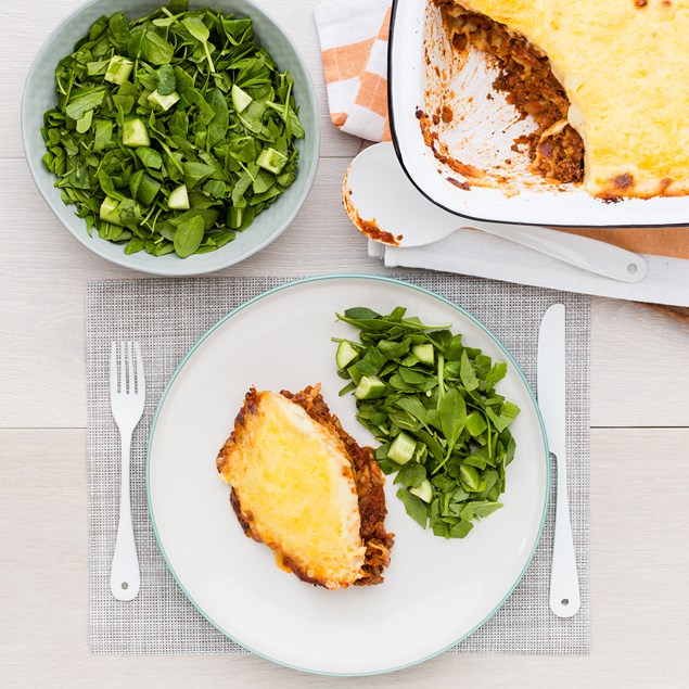 Beef Lasagne with Bechamel Sauce and Salad