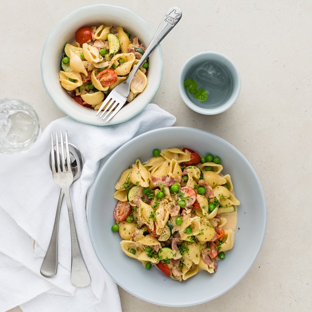 Bacon, Pea and Tomato Carbonara