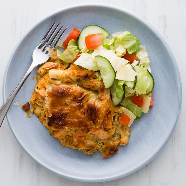Salmon Béchamel Pie with Iceberg Salad