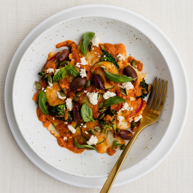 Spinach and Ricotta Ravioli with Creamy Tomato Neapolitan Sauce 