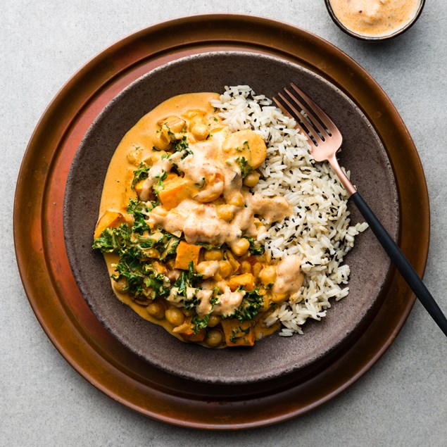 Chickpea Korma with Spiced Rice and Kasundi Yoghur