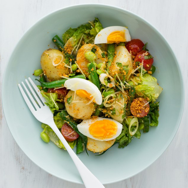 Potato Caesar Salad with Green Beans and Edamame