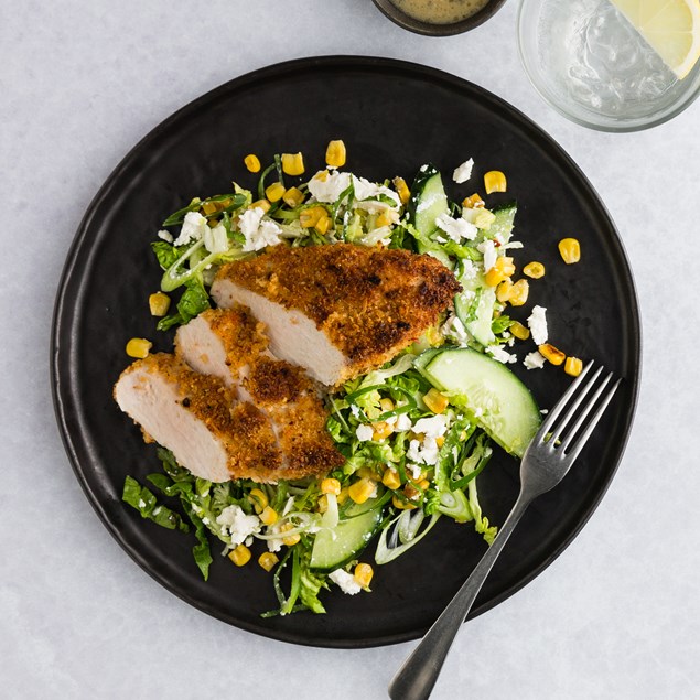 Peri Peri Chicken Salad with Sweetcorn & Tahini Dressing