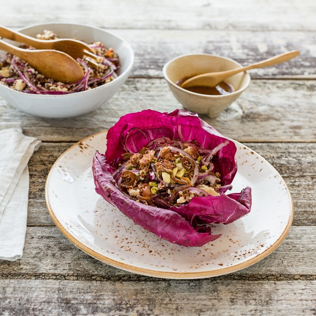 Super Grain Salad with Radicchio and Pomegranate Dressing