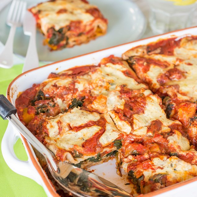 Roast Butternut, Spinach, Caramelised Onion and Ricotta Lasagne