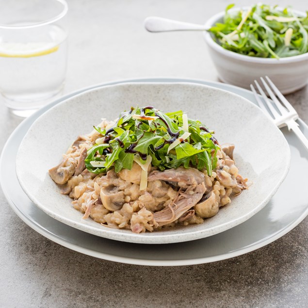 Duck and Mushroom Risotto with Balsamic Glaze