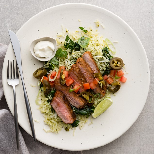 Mexican Glazed Pork with Chimichurri Rice