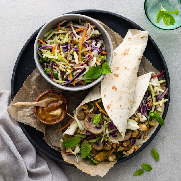 Asian Tofu Tacos with Hoisin Aioli and Slaw