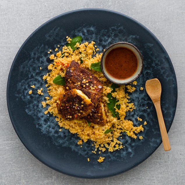 Pan Seared Harissa Fish with Couscous 