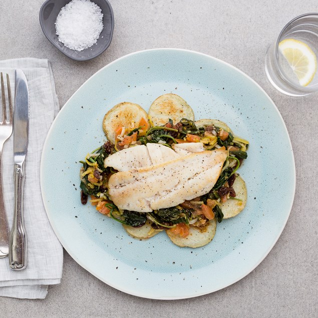 Fish with Sicilian Agrodolce and Roast Potatoes