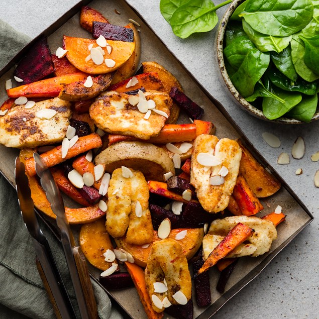 Roast Pumpkin and Haloumi Tray Bake