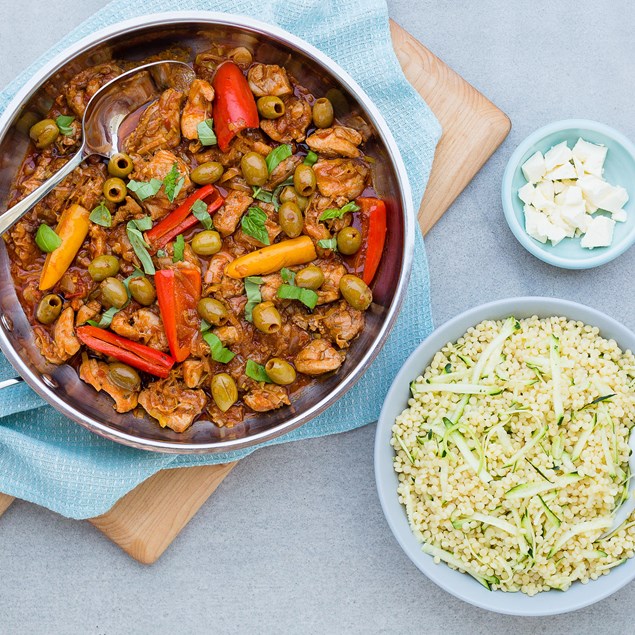 Spanish Chicken with Pearl Couscous and Feta