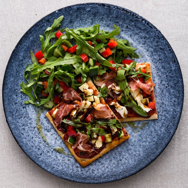 Parma Ham and Mozzarella Pizza with Salad