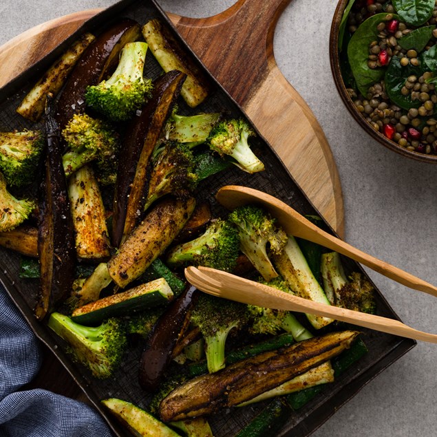 Roasted Eggplant and Puy Lentils with Babaganoush