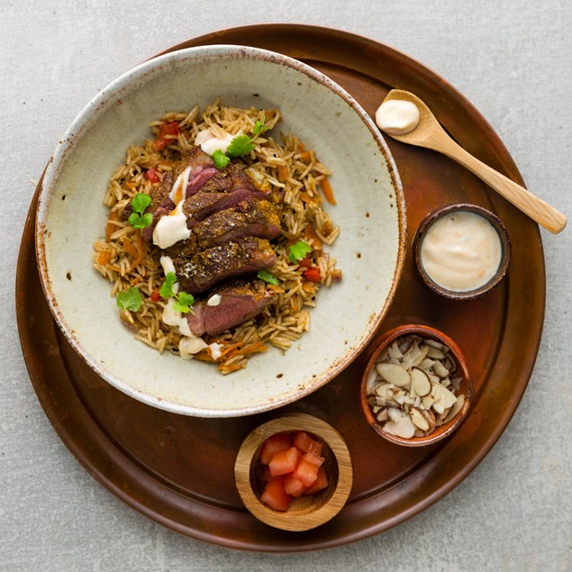 Indian Lamb with Pilau Rice and Mango Yoghurt