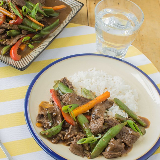 Beef and Black Bean Stir-Fry with Jasmine Rice