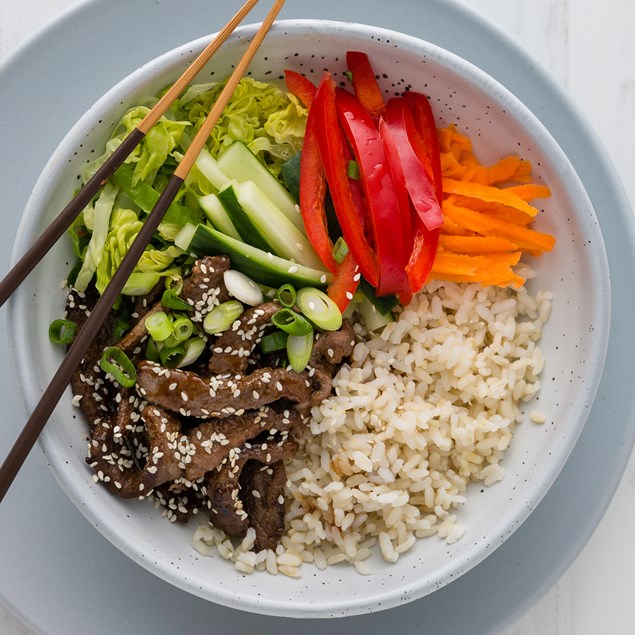 Japanese Beef Bowls with Teriyaki Dressing