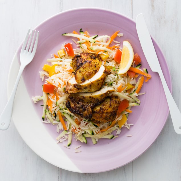 BBQ Chicken Thighs with Rice Salad