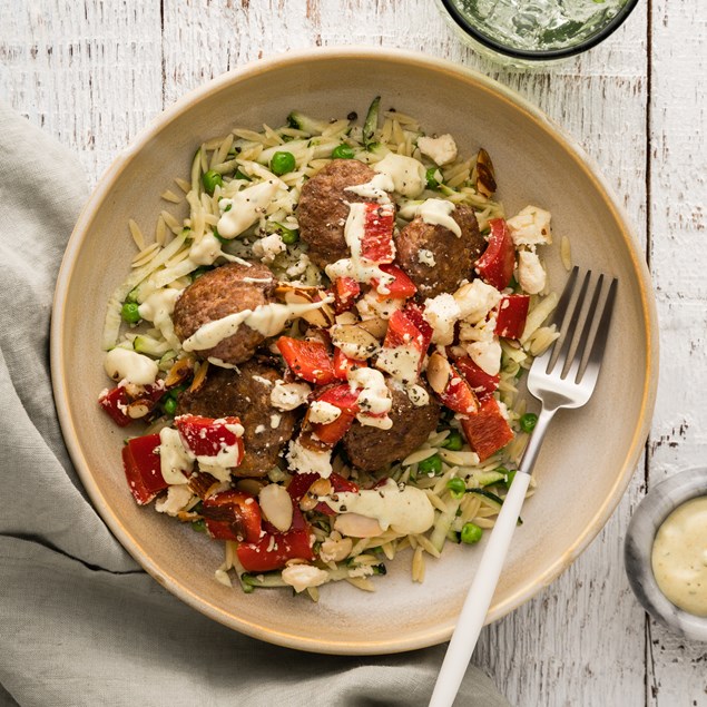 Lamb Kofta with Almond Salsa & Chermoula Mayo 