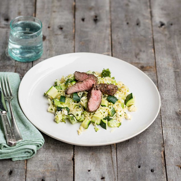 Greek Lamb Steaks with a Greek Orzo Pasta