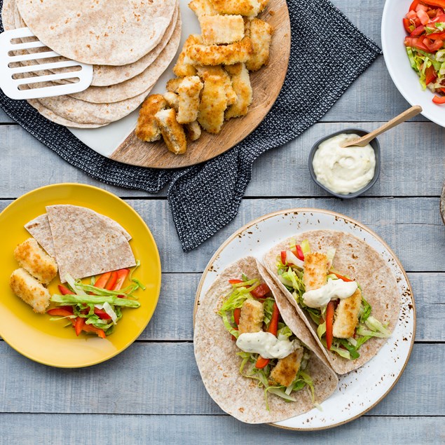 Fish Finger Tacos with Salad and Tartare Sauce