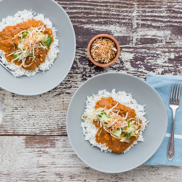 Madras Chicken Curry with Kiwifruit Salsa and Rice