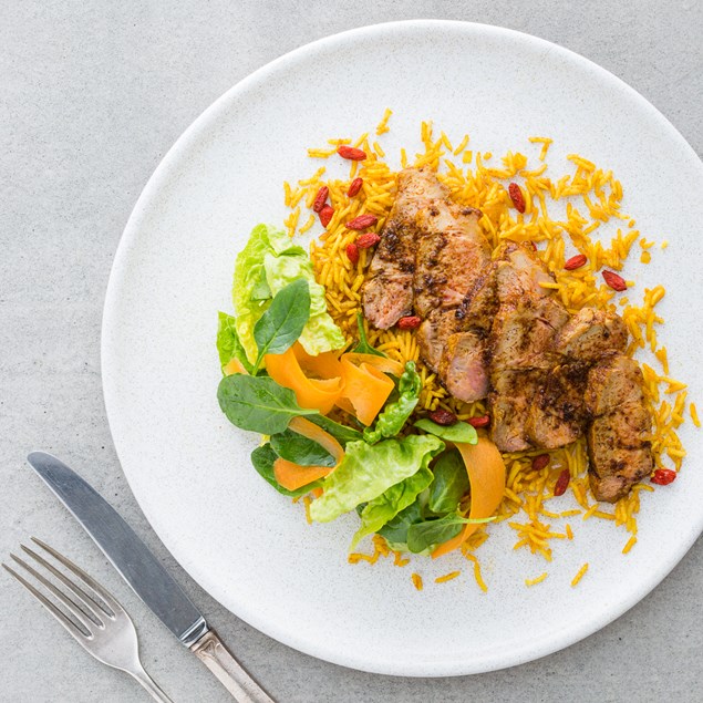 Pork Scotch with Persian Spices Zereshk Polo and Barberries