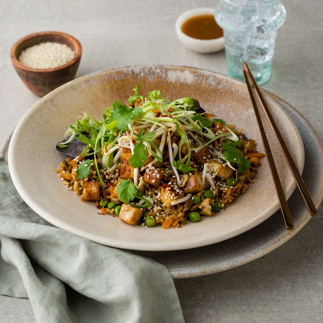 Chinese Ginger Fried Rice with Hoisin Glazed Tofu