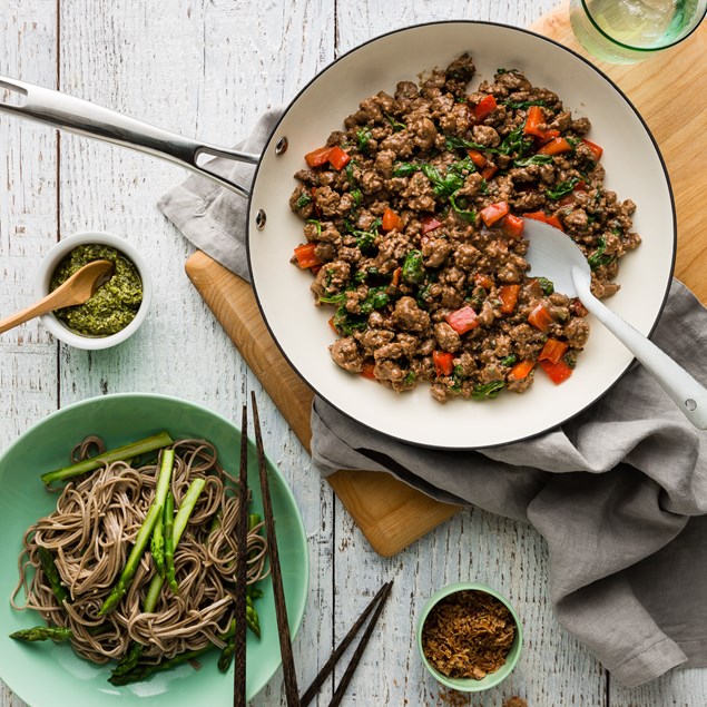 Five Spiced Beef Noodles with Asian Pesto