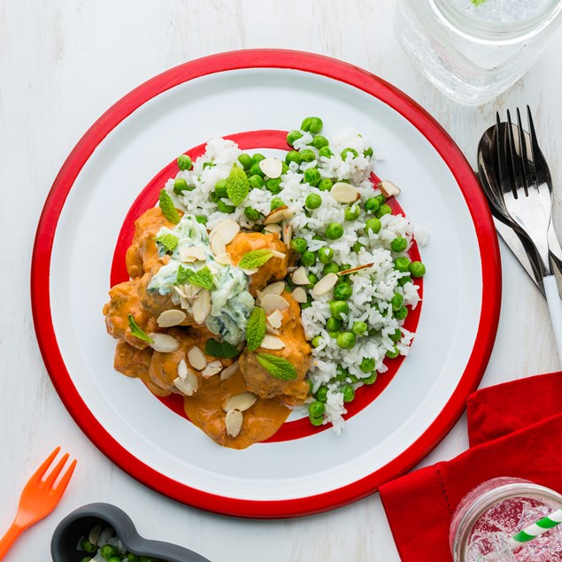 Beef Kofta Curry with Mint & Cucumber Raita