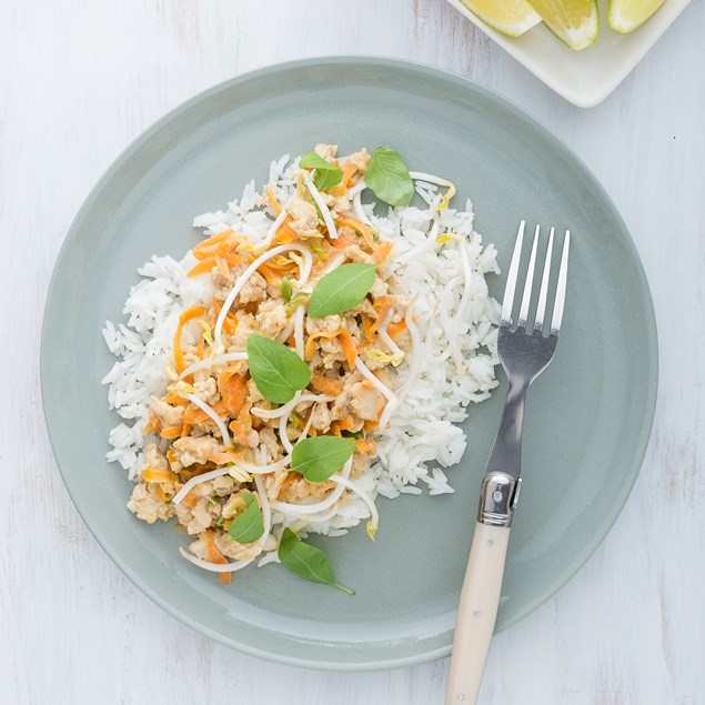 Thai Chicken and Veggie Satay Stir-Fry with Jasmine Rice